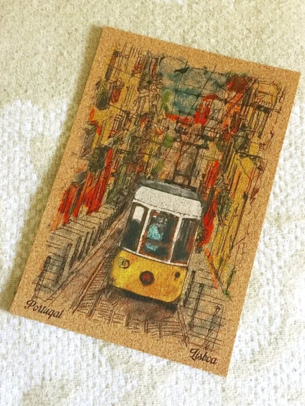 Vintage Genuine 100% Cork Portugal Postcard Sustainable Craft Ephemera